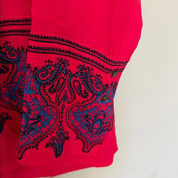 J.Crew dark‎ pink red paisley print popover tunic top - Picture 3 of 8